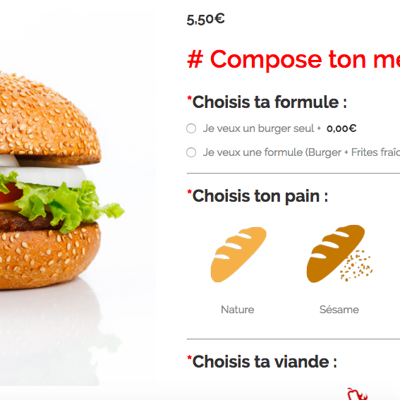 vente en ligne menus site
